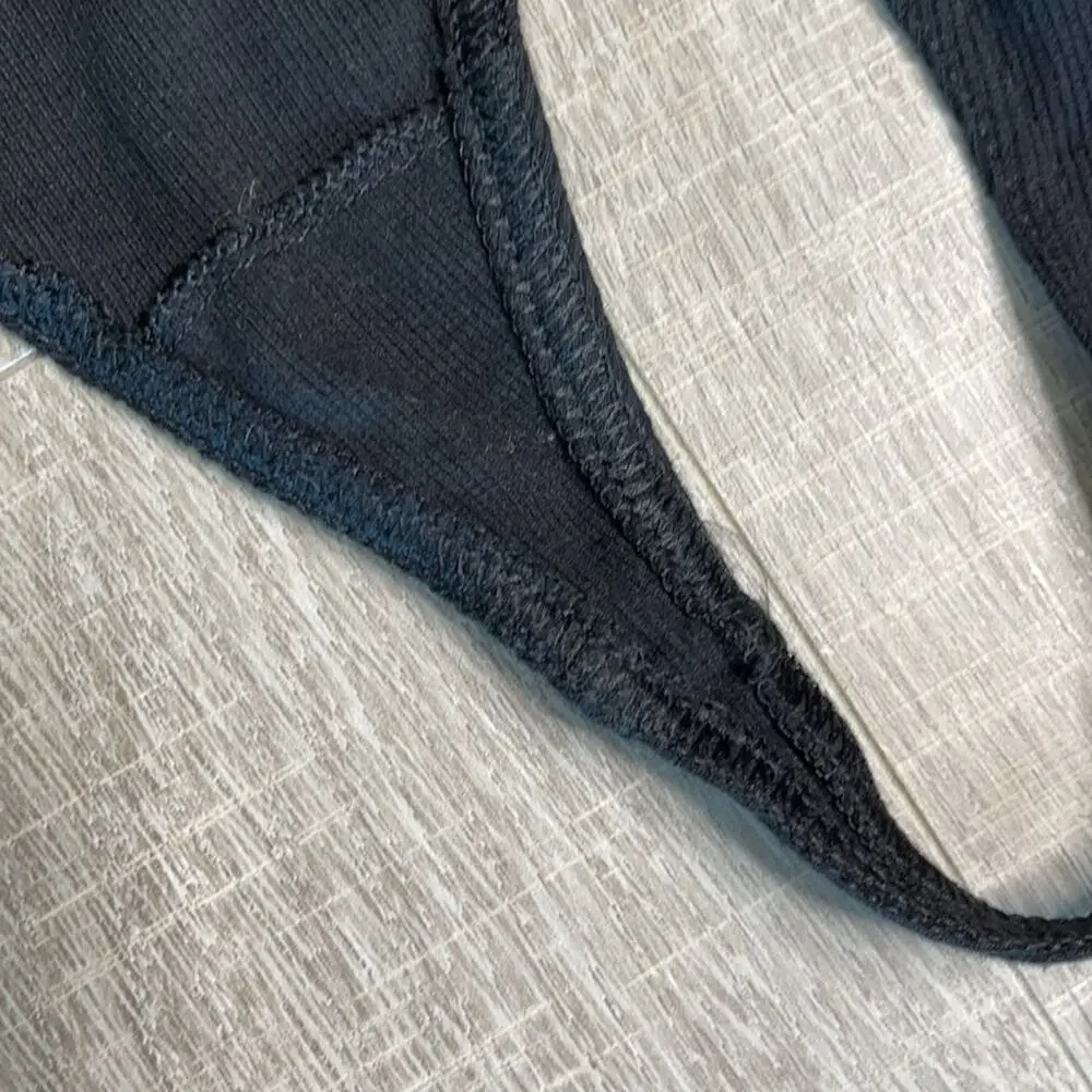 BP Black V-Neck Tank Ribbed Thong Bodysuit